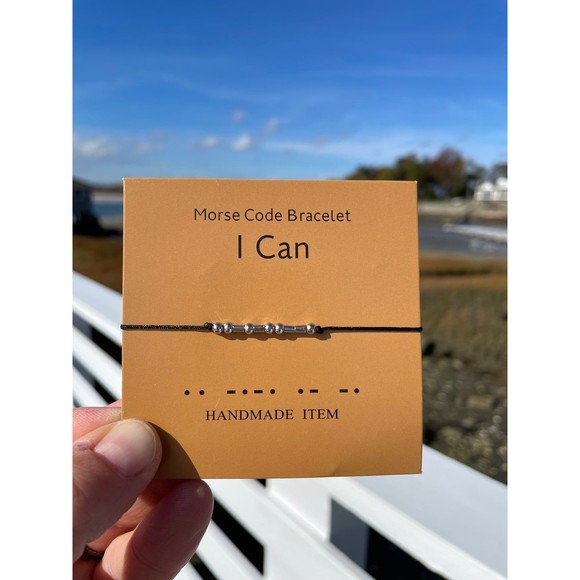 “I Can” Morse Code bracelet with adjustable knot - Picture 1 of 5